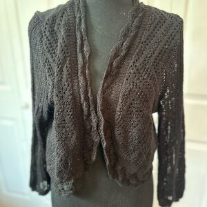 Maurices Black Shrug Sweater with Open-Knit Design